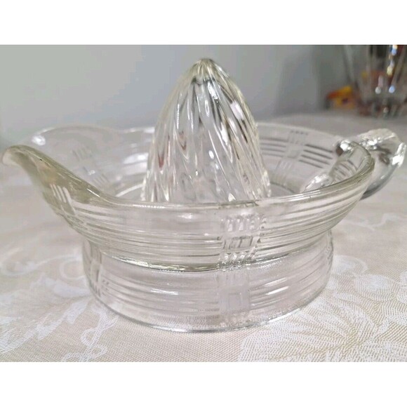 Vintage Hazel Atlas Clear Depression Glass Juice Reamer Citrus Juicer w/ Handle - Picture 6 of 14